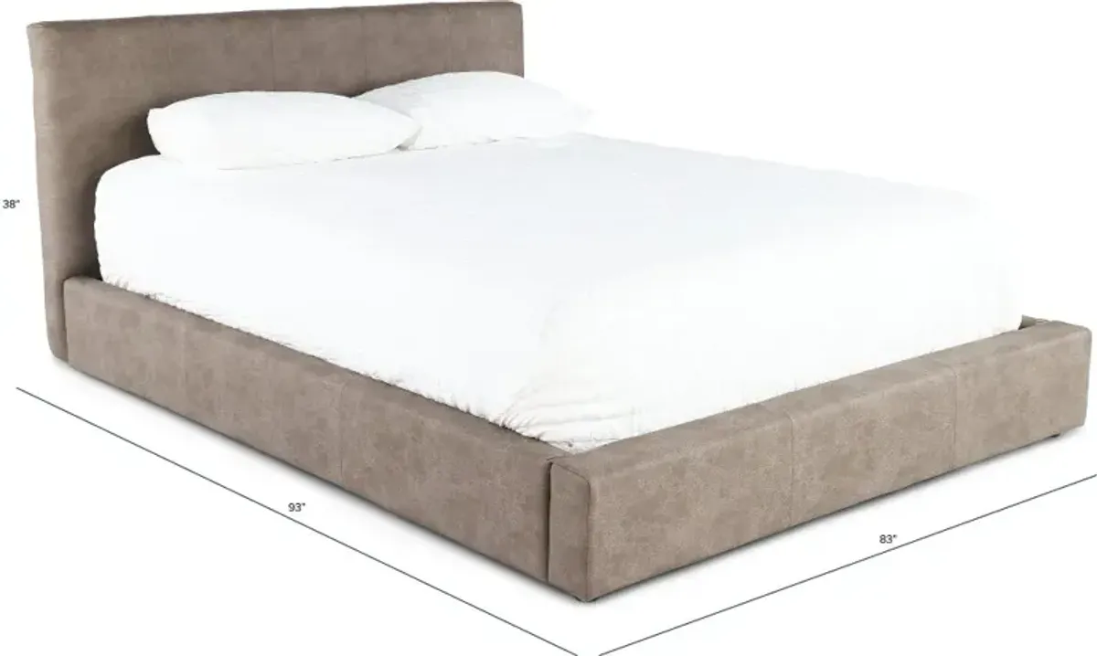 Auremo Light Brown Upholstered King Lift Storage Bed