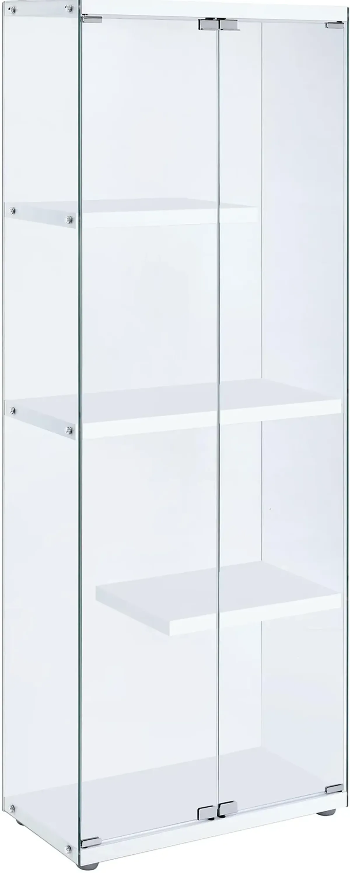 Ice Clear Cabinet with White Shelves