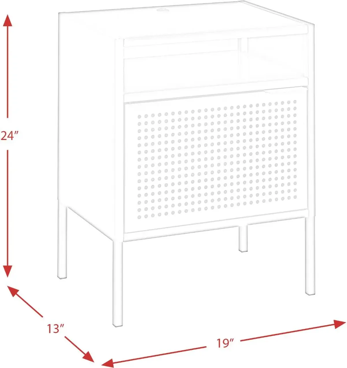 Ember Red Metal Nightstand