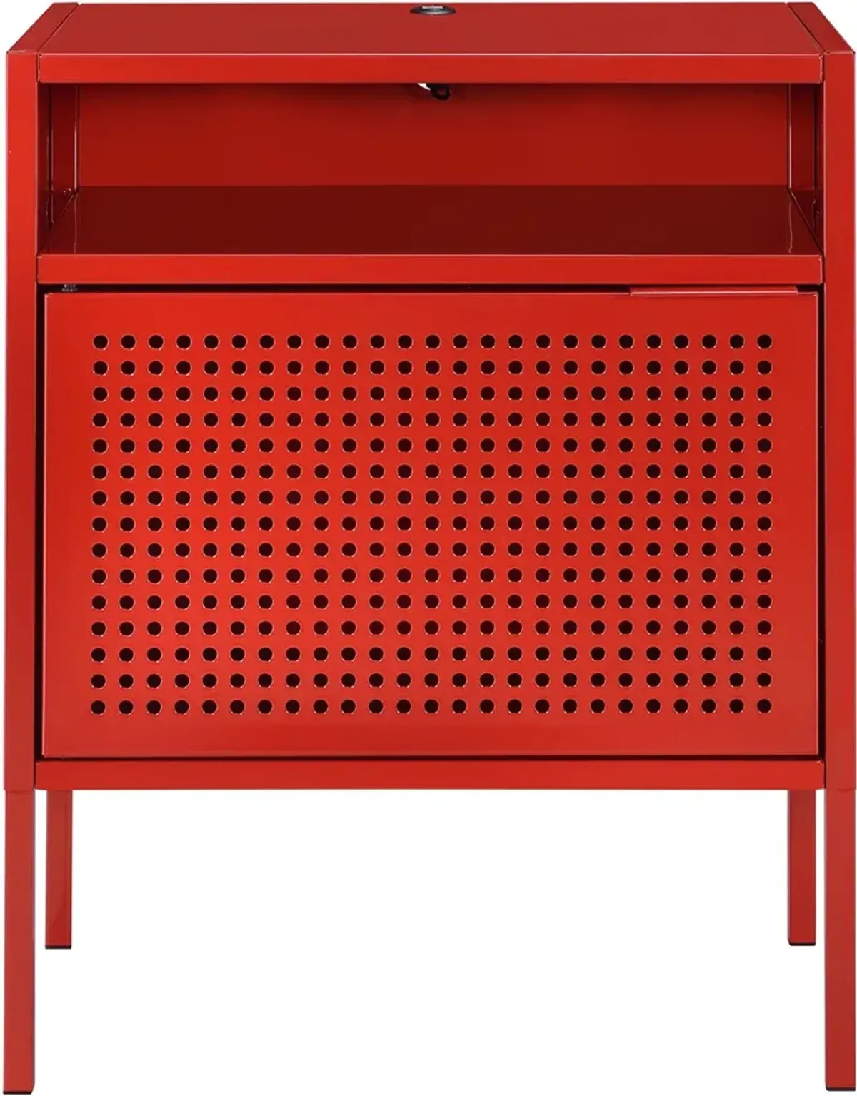 Ember Red Metal Nightstand