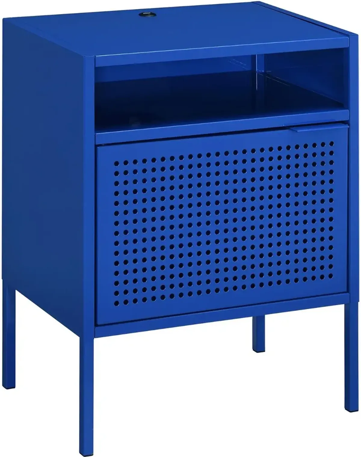 Ember Blue Metal Nightstand