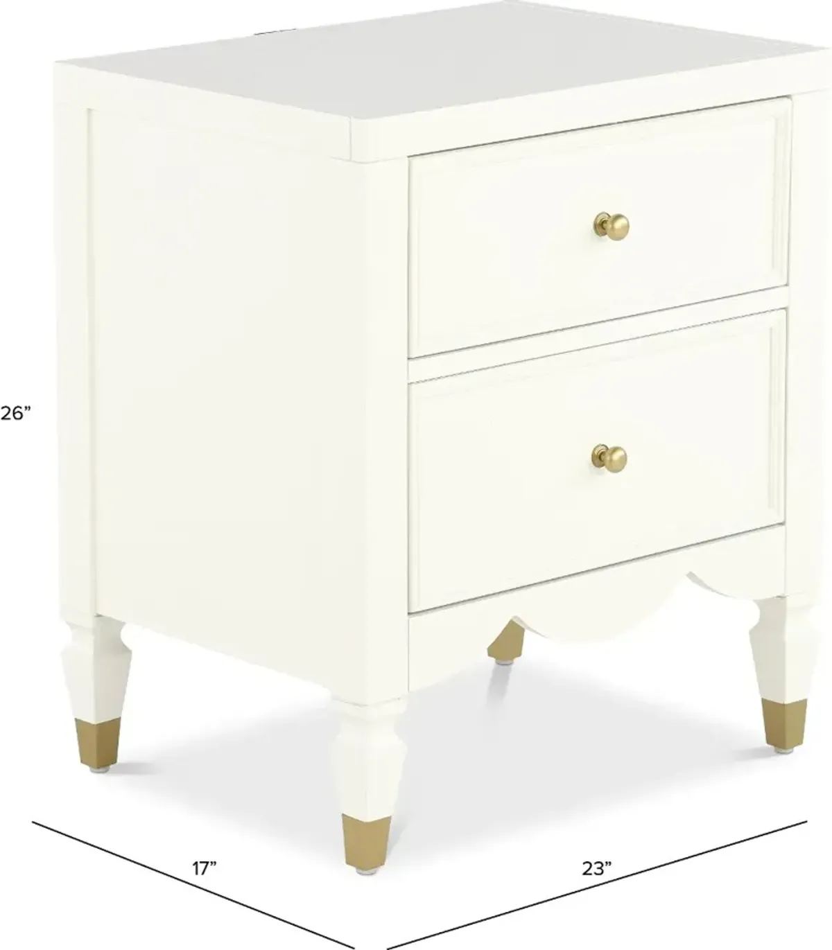 Olivia French White 2-Drawer Nightstand