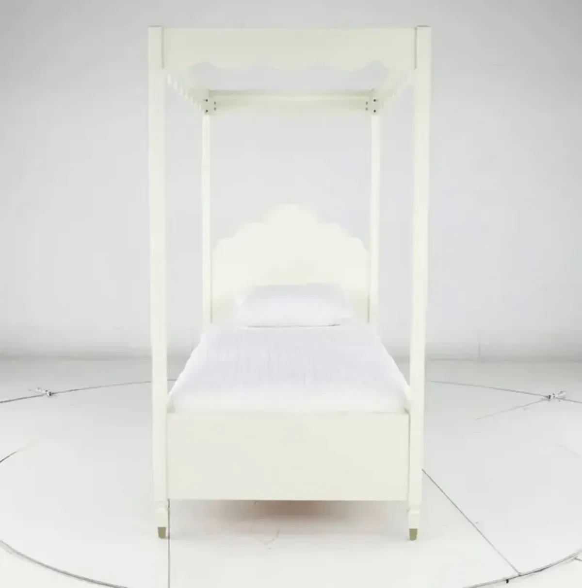 Olivia French White Twin Canopy Bed