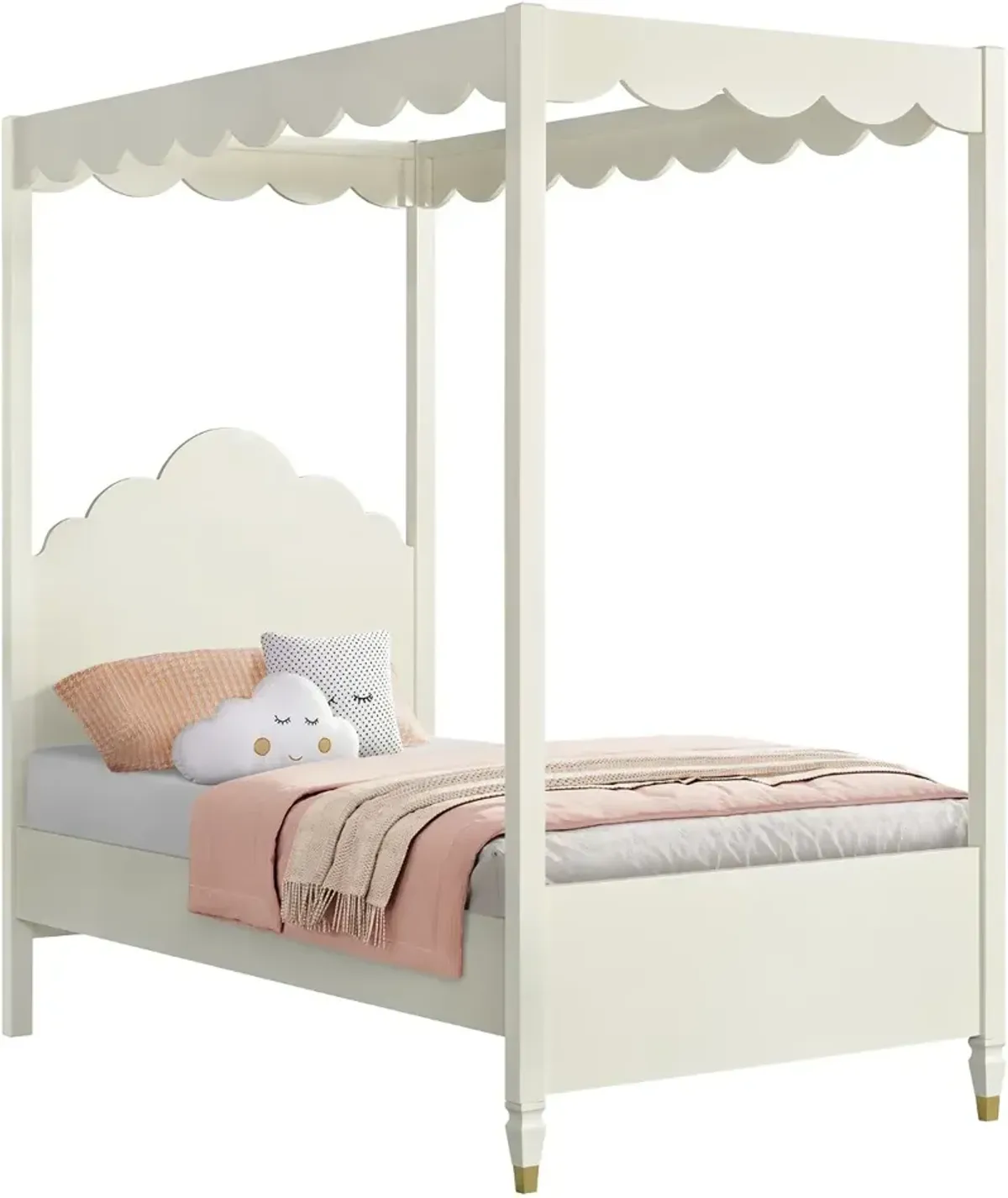 Olivia French White Twin Canopy Bed