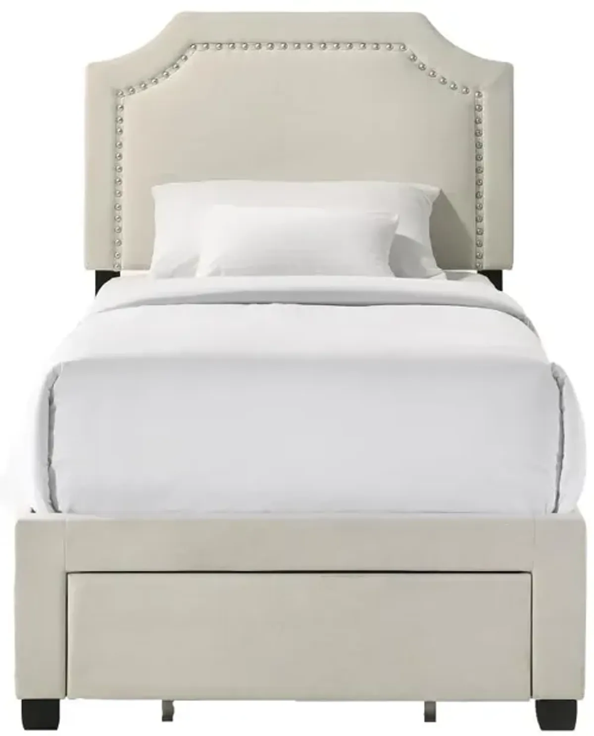 Tropic Beige Twin Upholstered Storage Bed