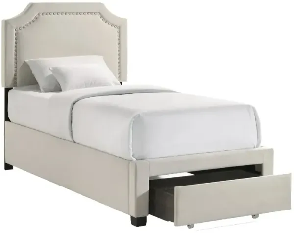 Tropic Beige Twin Upholstered Storage Bed