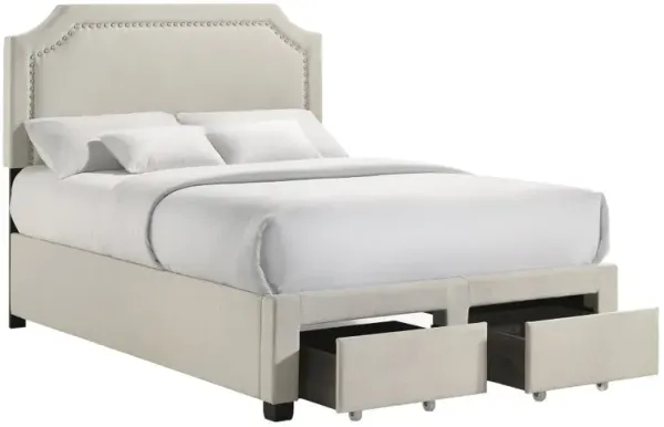 Tropic Beige Full Upholstered Storage Bed