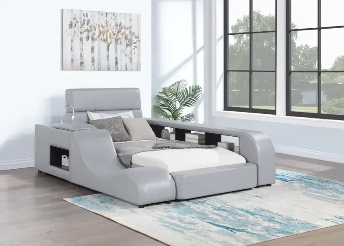 Maxx Gray Upholstered Twin Platform Bed