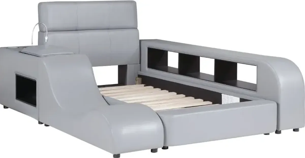 Maxx Gray Upholstered Twin Platform Bed