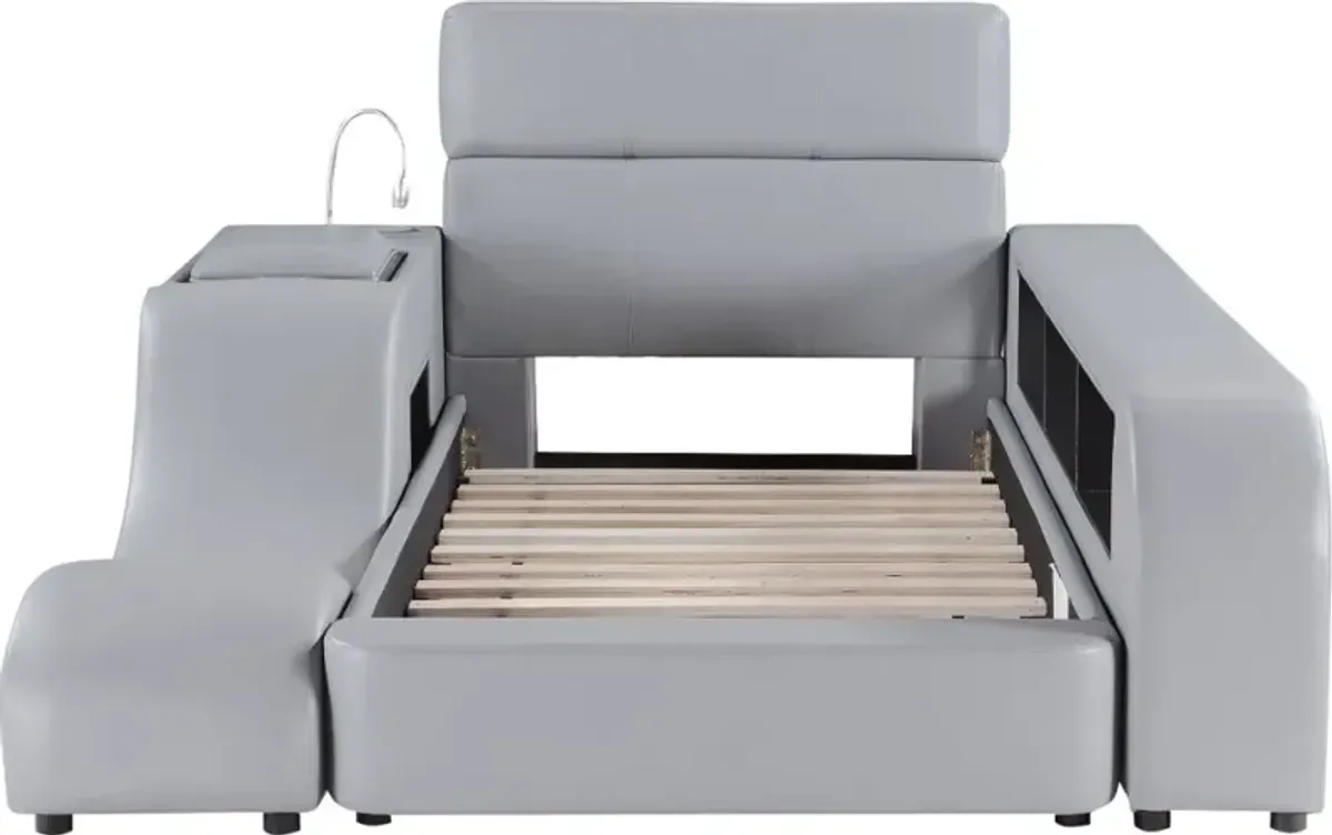 Maxx Gray Upholstered Twin Platform Bed