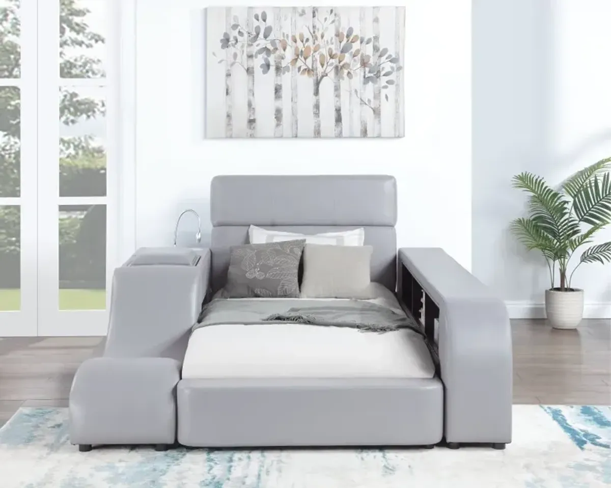 Maxx Gray Upholstered Twin Platform Bed