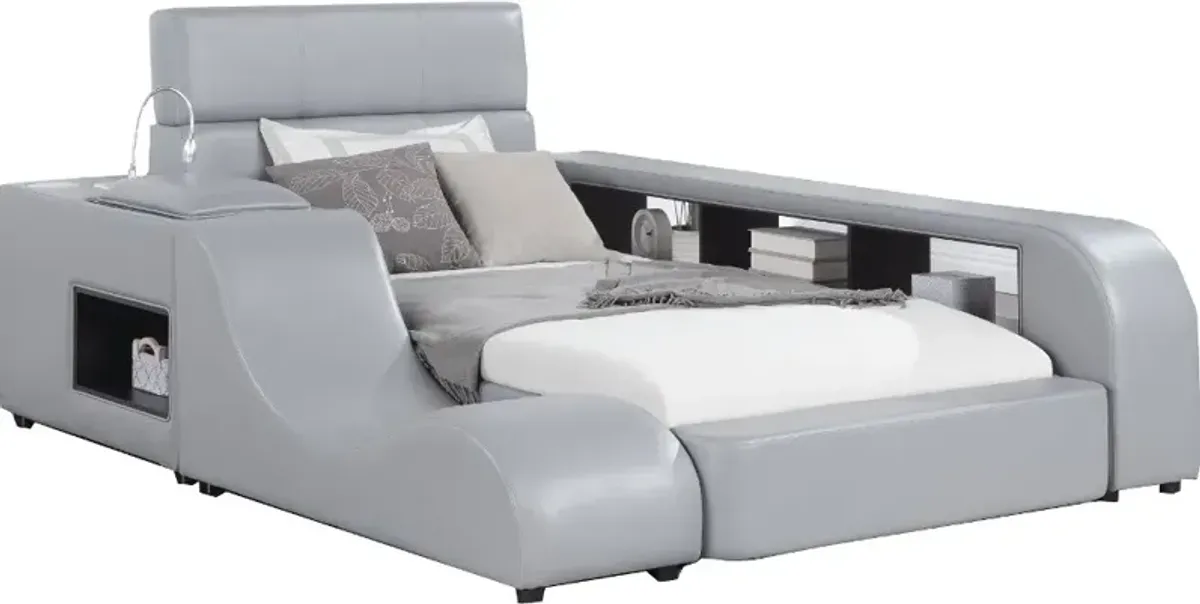 Maxx Gray Upholstered Twin Platform Bed