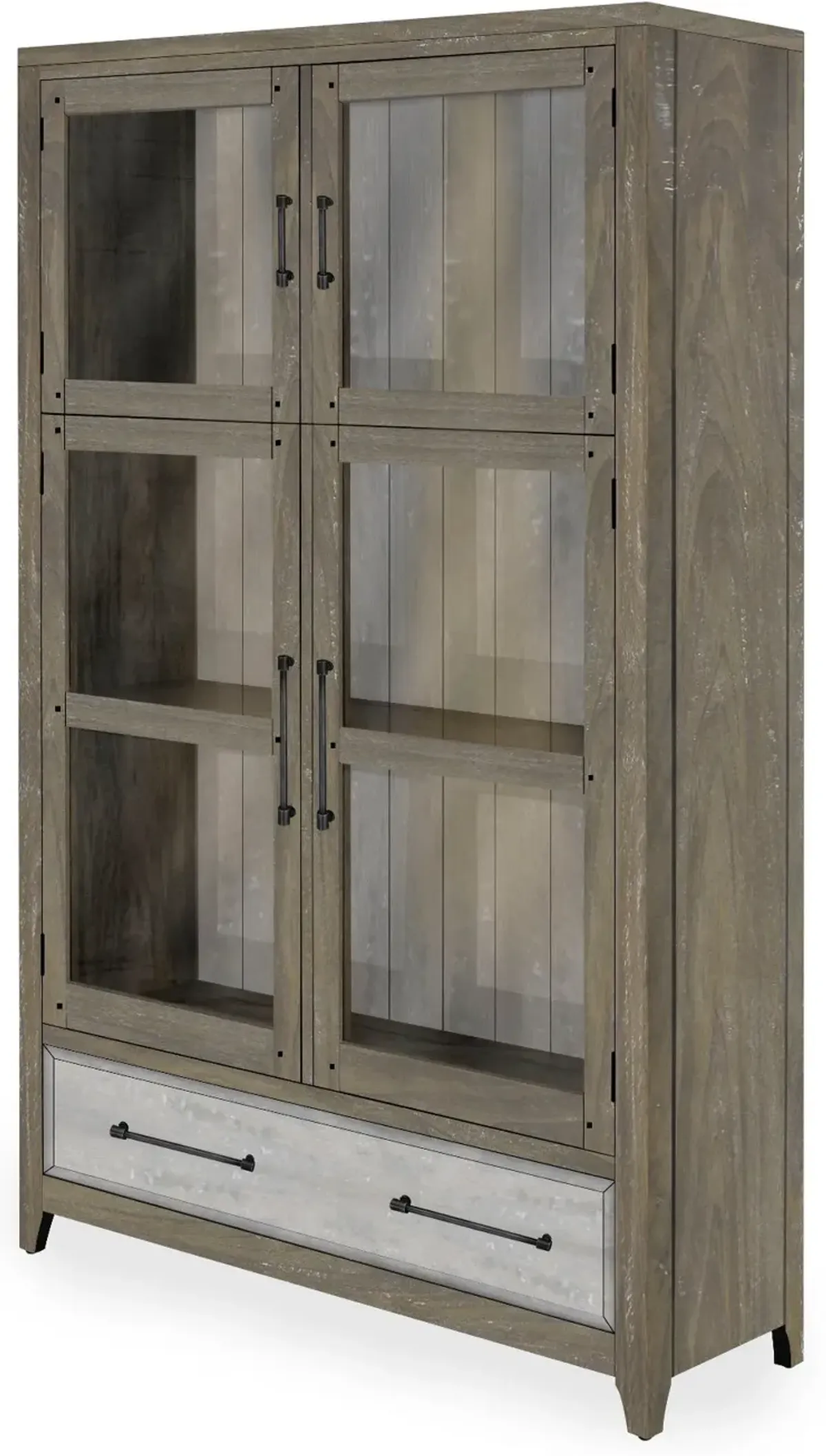 Two-Tone Timberwood and Sand Display Cabinet