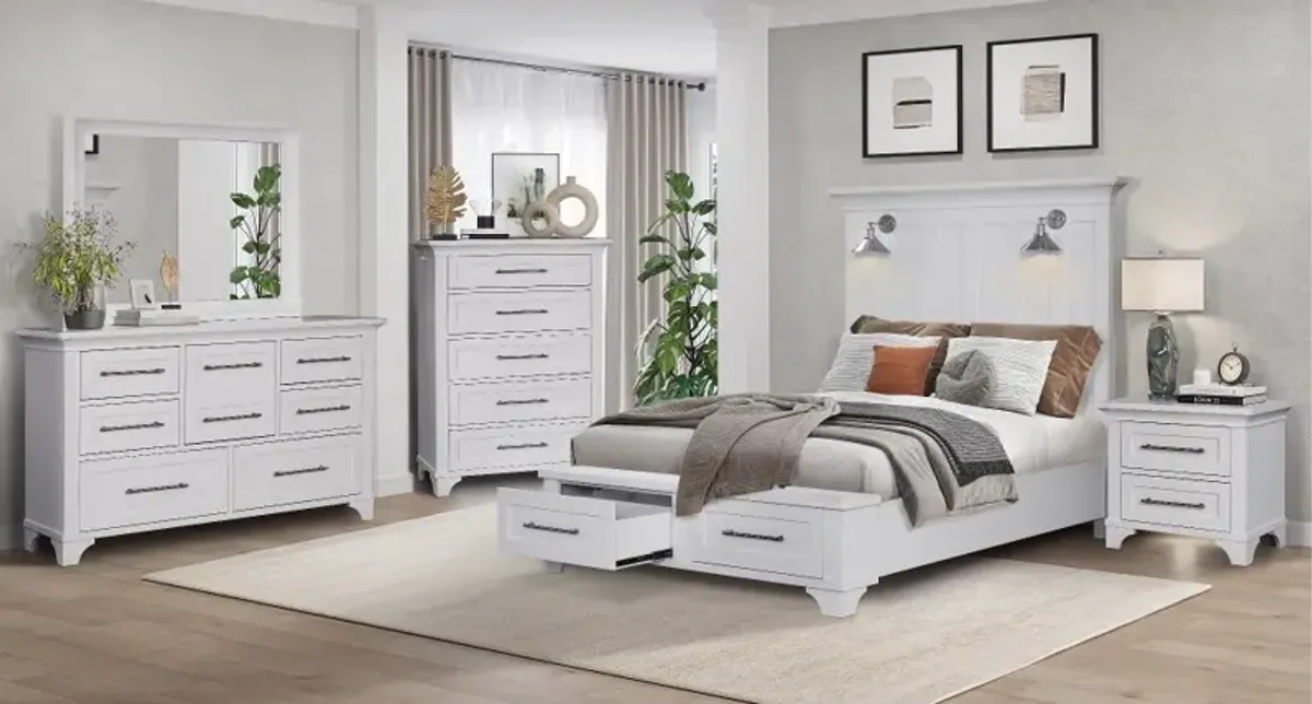 Marina White Queen Storage Bed