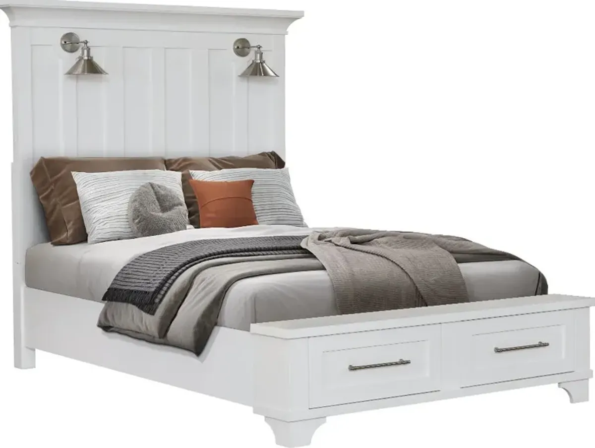 Marina White Queen Storage Bed