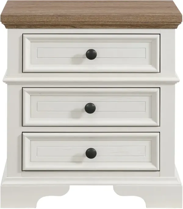 Easton White and Brown Nightstand