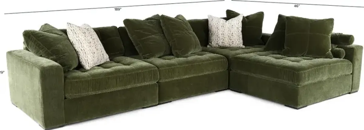 Noah Moss Green 4 Piece Modular Sectional