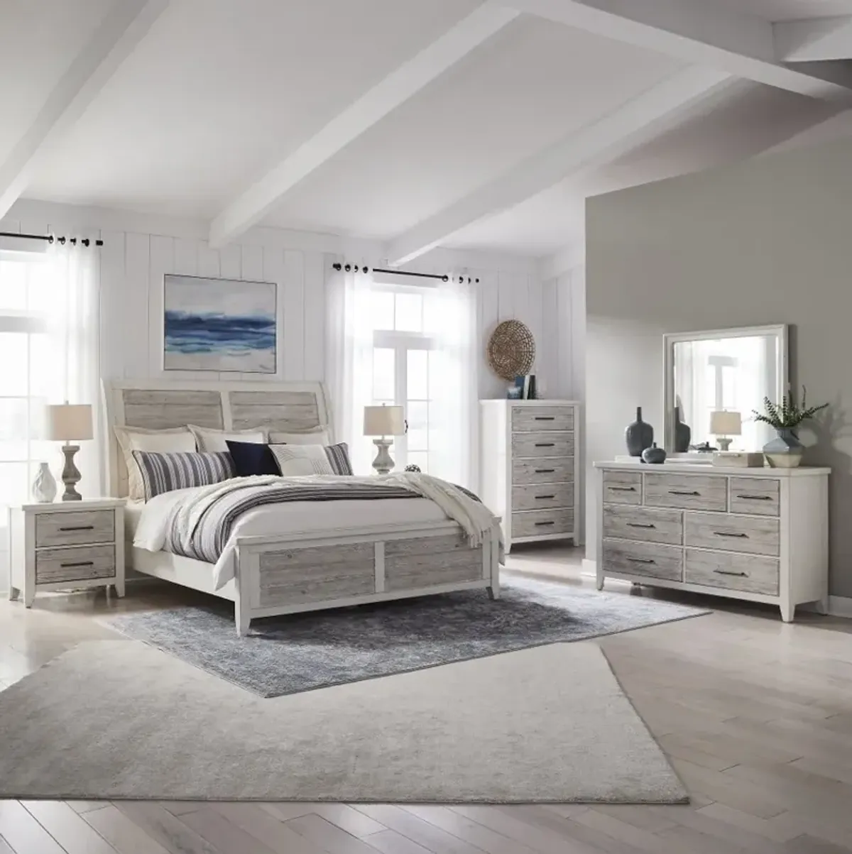 Backroads Weathered White Queen Bed