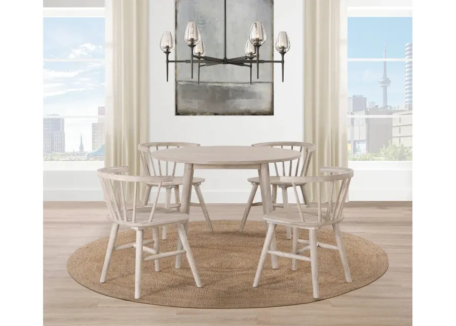 Willa Washed Tan 5 Piece Dining Set