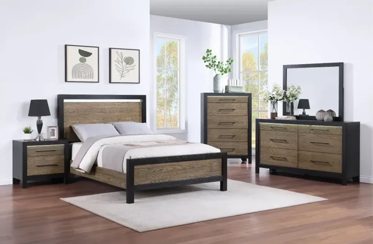 Your House Black and Oak Queen Bed