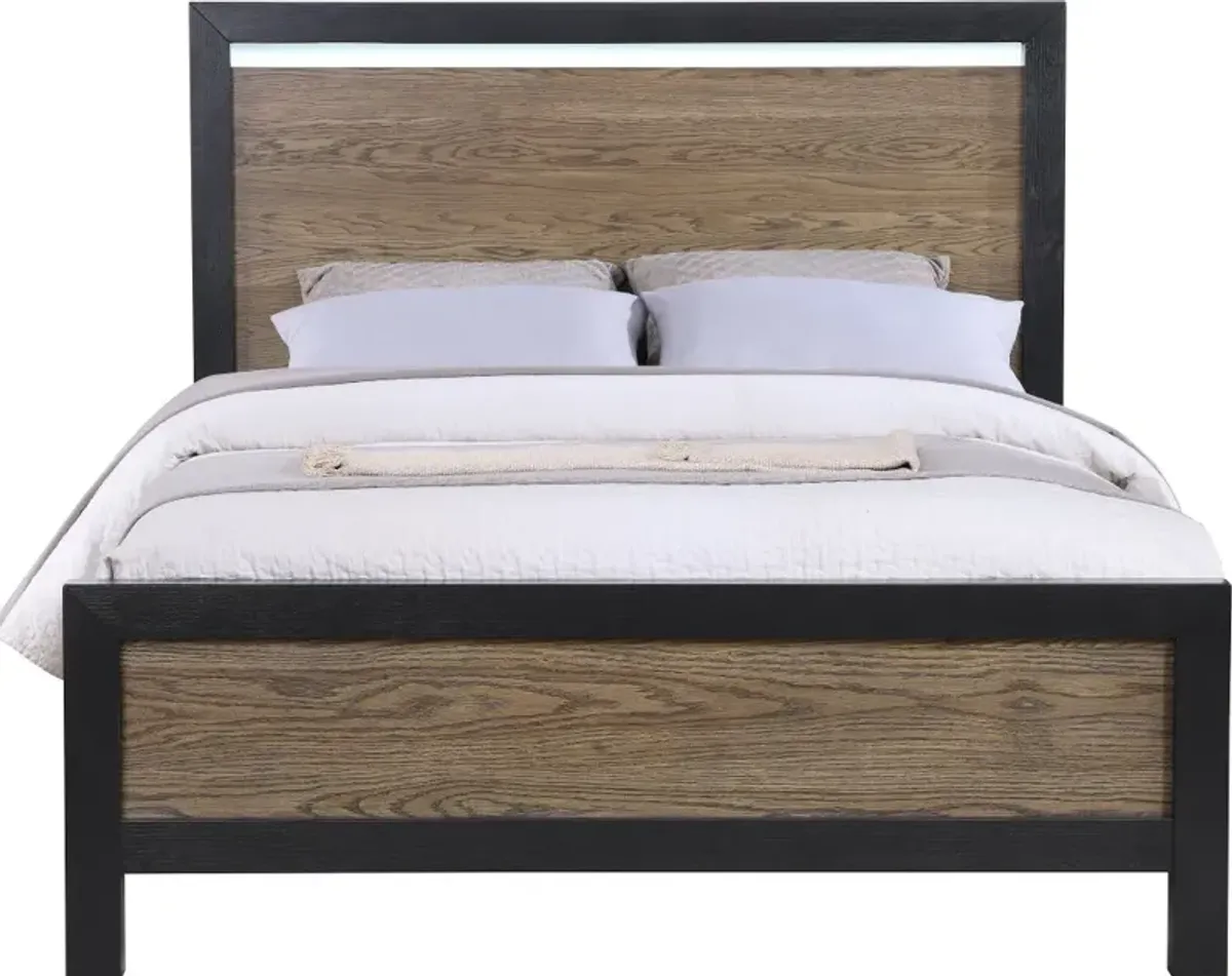 Your House Black and Oak Queen Bed