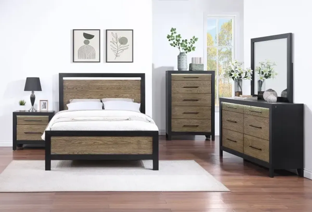 Your House Black and Oak Queen Bed