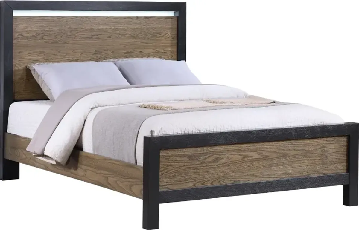 Your House Black and Oak Queen Bed