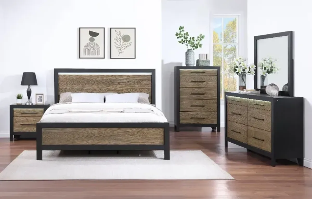 Your House Black and Oak King Bed