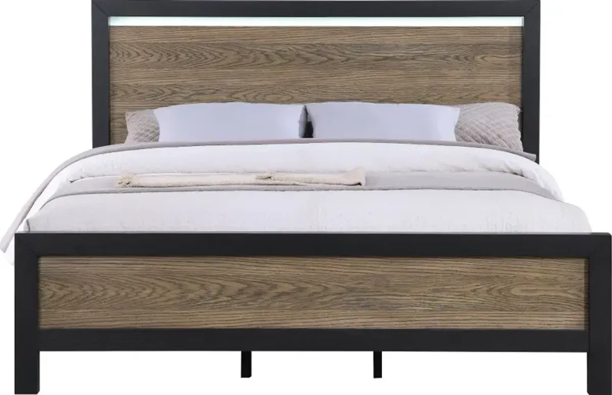 Your House Black and Oak King Bed