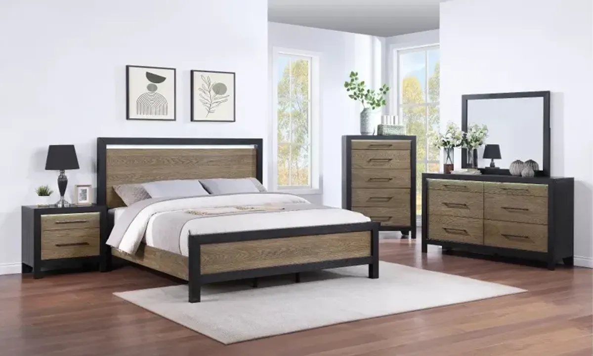 Your House Black and Oak King Bed