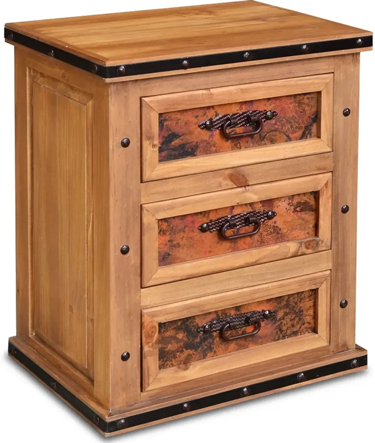 Santa Clara Natural Pine and Copper Nightstand