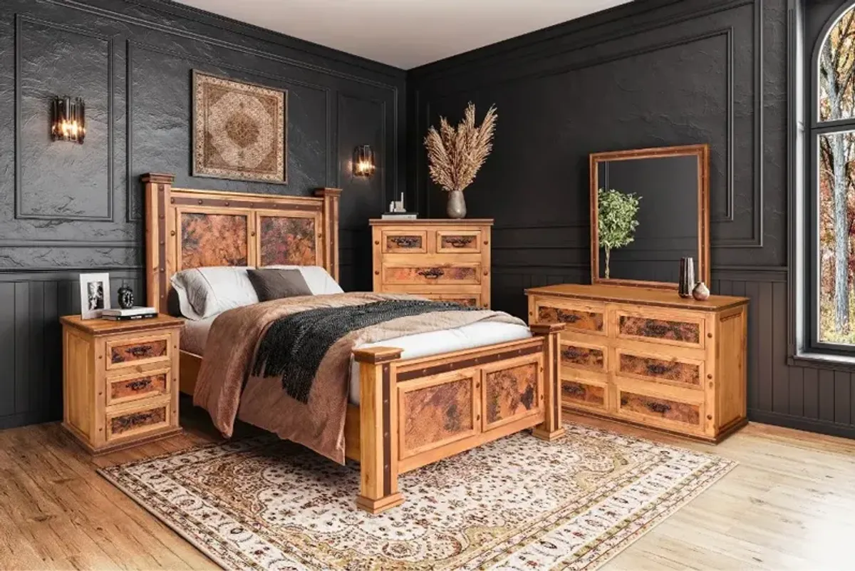 Santa Clara Natural Pine and Copper Queen Bed