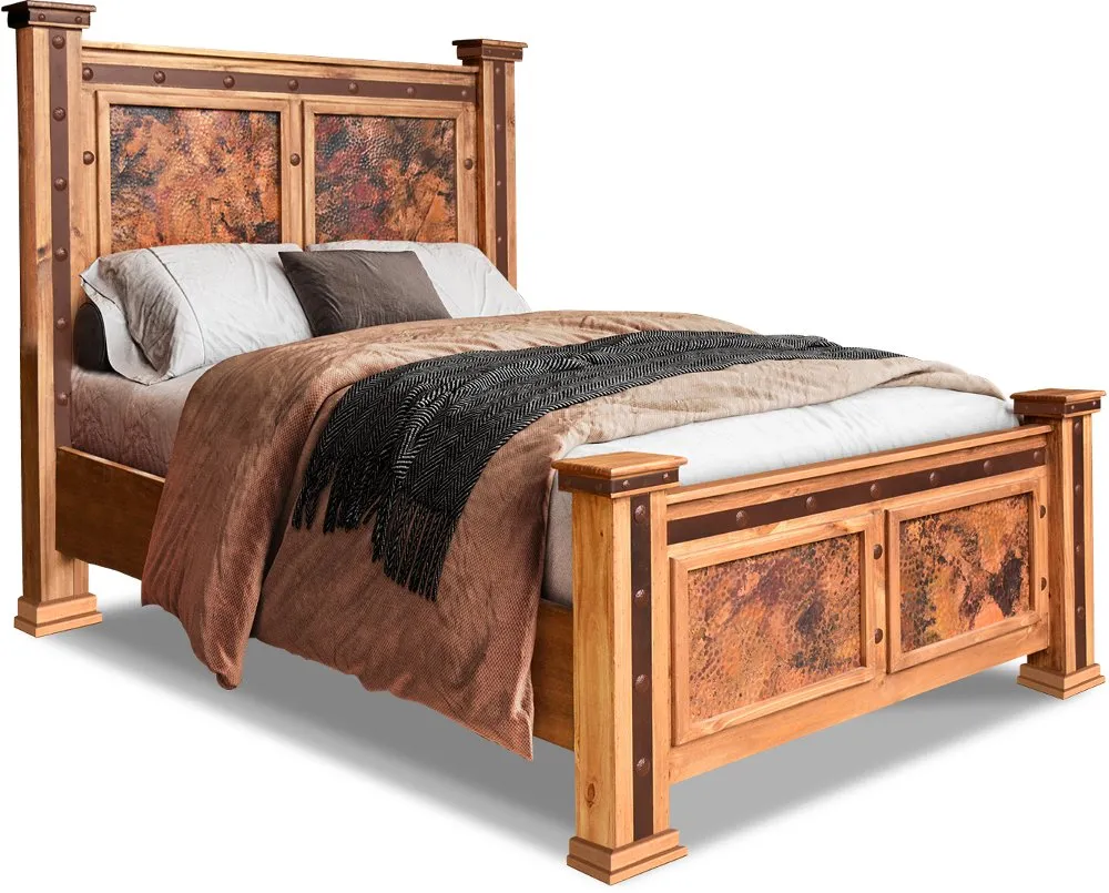 Santa Clara Natural Pine and Copper Queen Bed