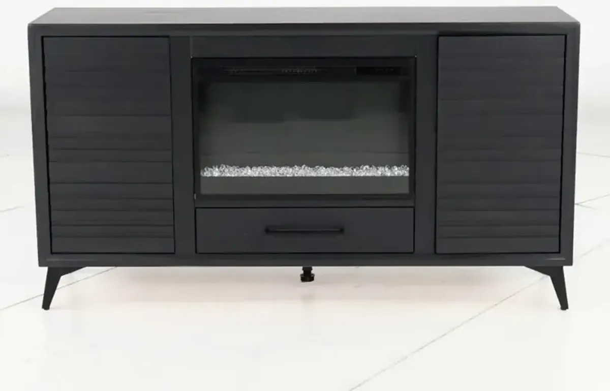 Malibu Black 64" Fireplace TV Stand