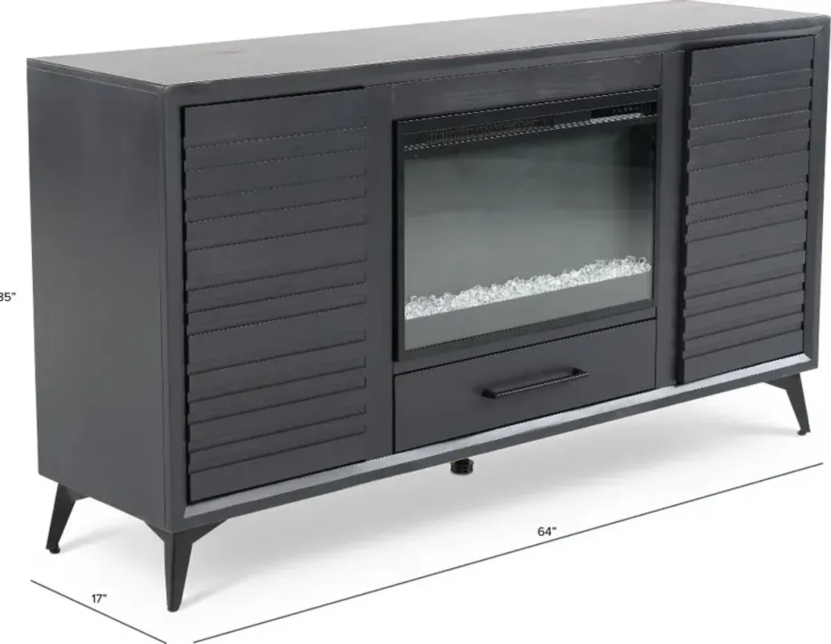 Malibu Black 64" Fireplace TV Stand