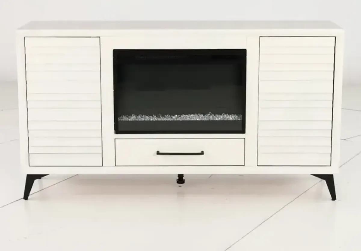 Malibu White 64" Fireplace TV Stand