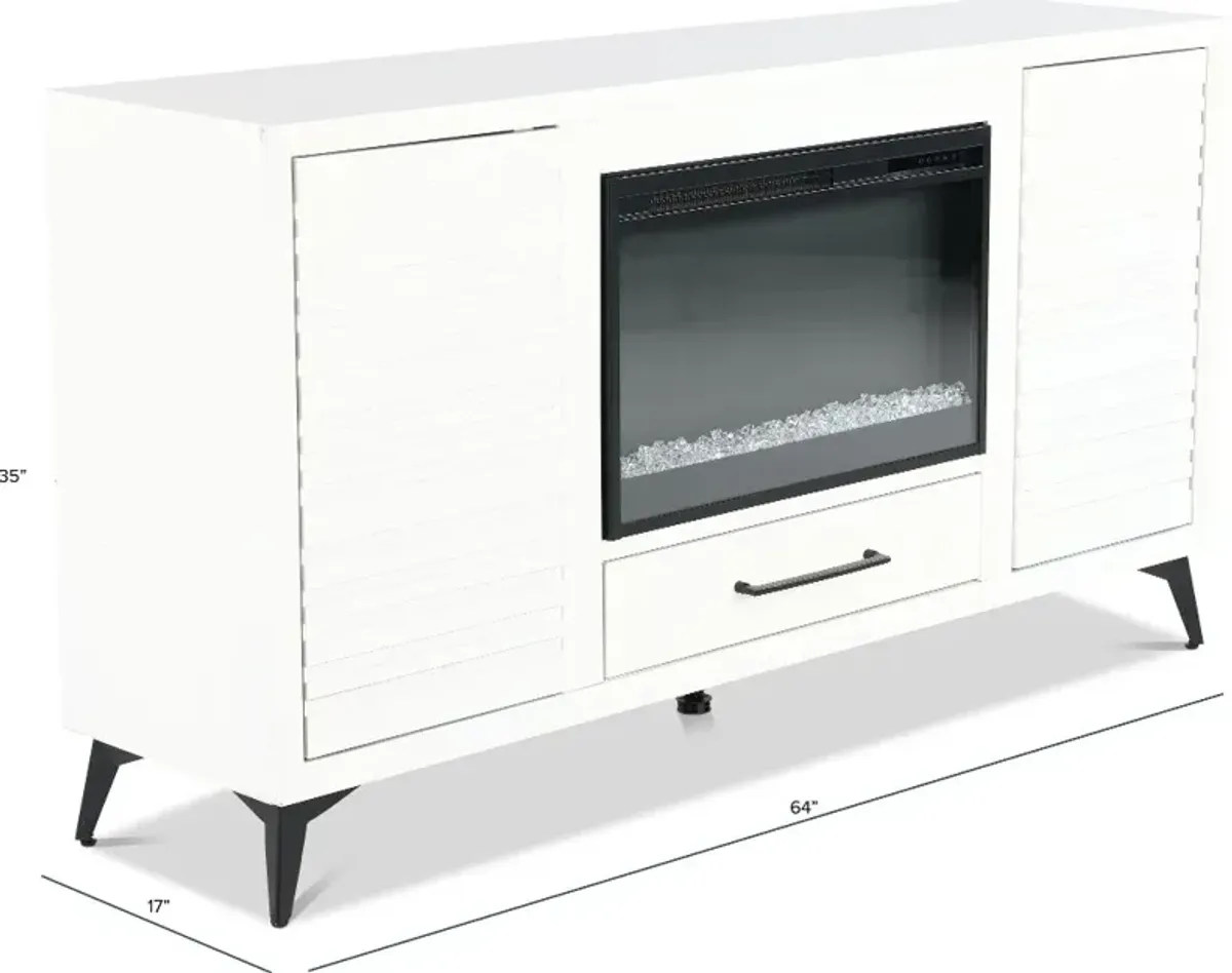 Malibu White 64" Fireplace TV Stand