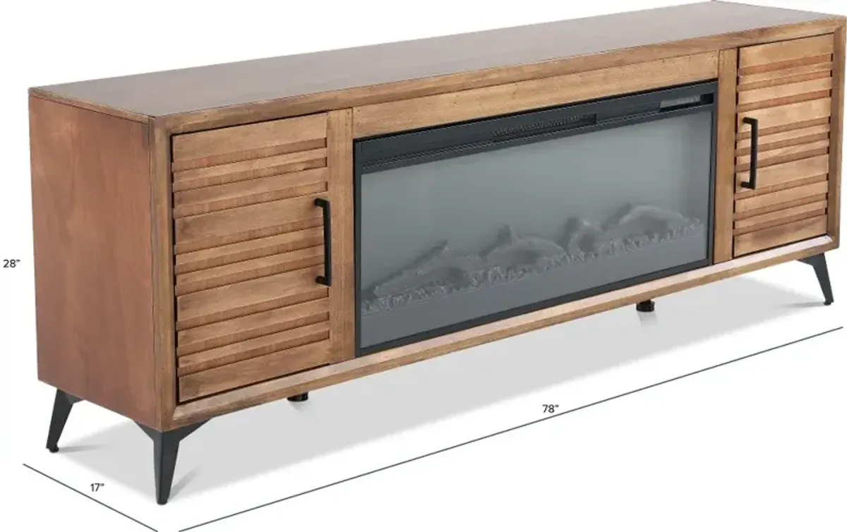 Malibu Bourbon Brown 78" Fireplace TV Stand