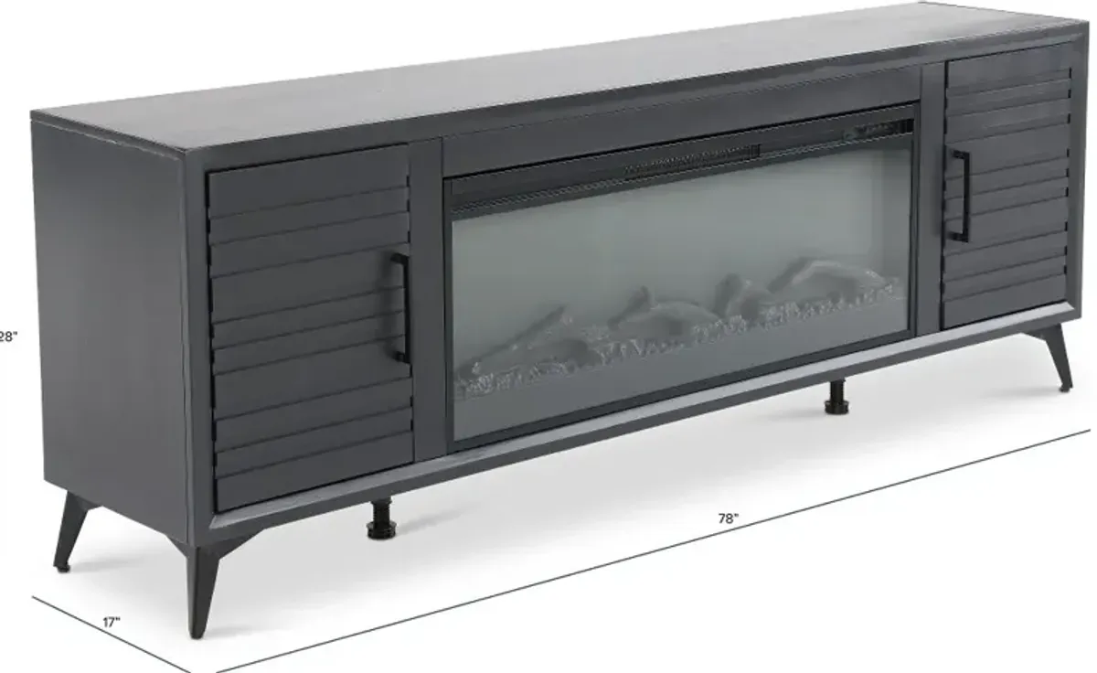 Malibu Black 78" Fireplace TV Stand