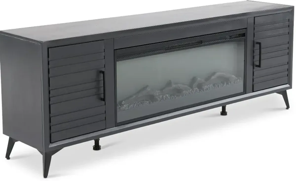 Malibu Black 78" Fireplace TV Stand