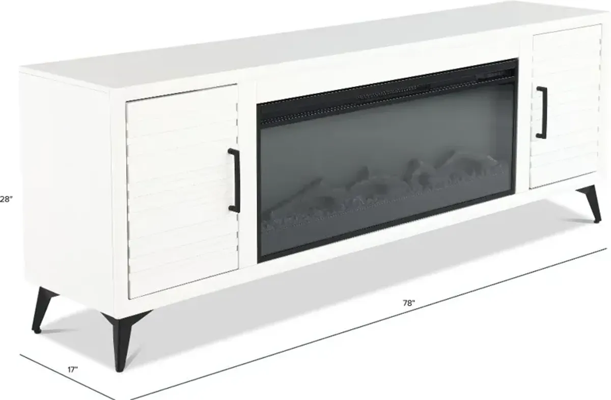 Malibu White 78" Fireplace TV Stand