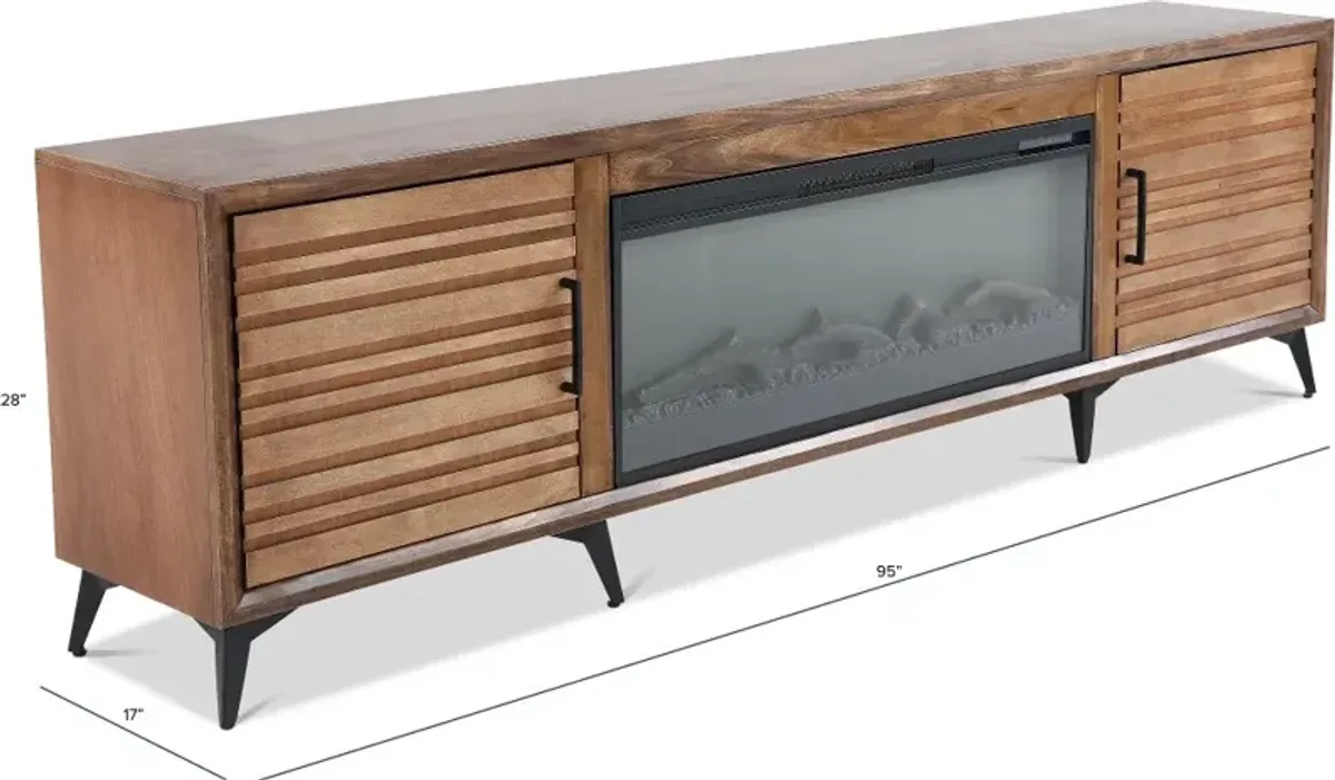 Malibu Brown 95" Fireplace TV Stand