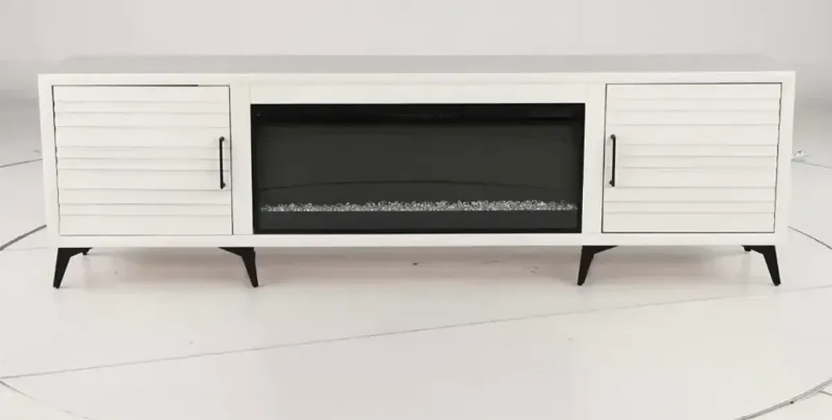 Malibu White 95" Fireplace TV Stand