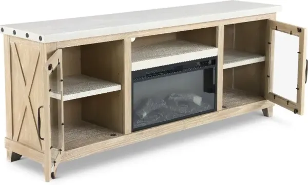 Rivan 74" Natural Fireplace TV Stand