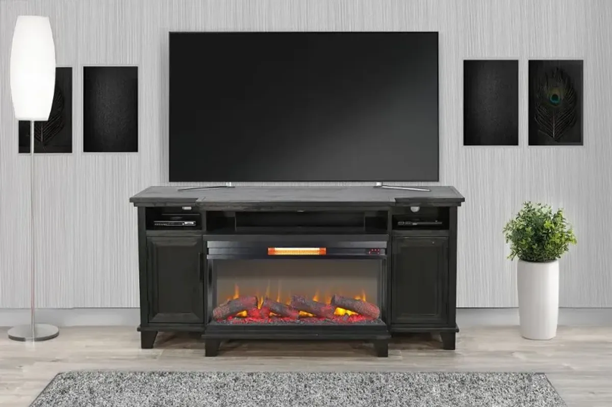 Adrian 66" Black Fireplace TV Stand