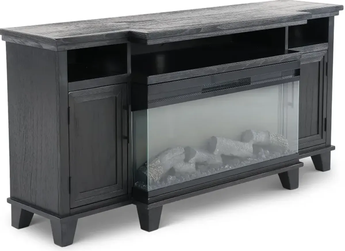 Adrian 66" Black Fireplace TV Stand