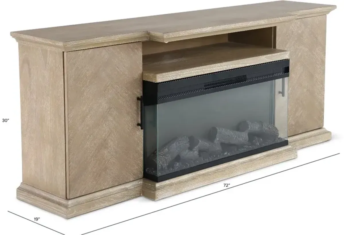 Maisons 72" Light Brown Fireplace TV Stand