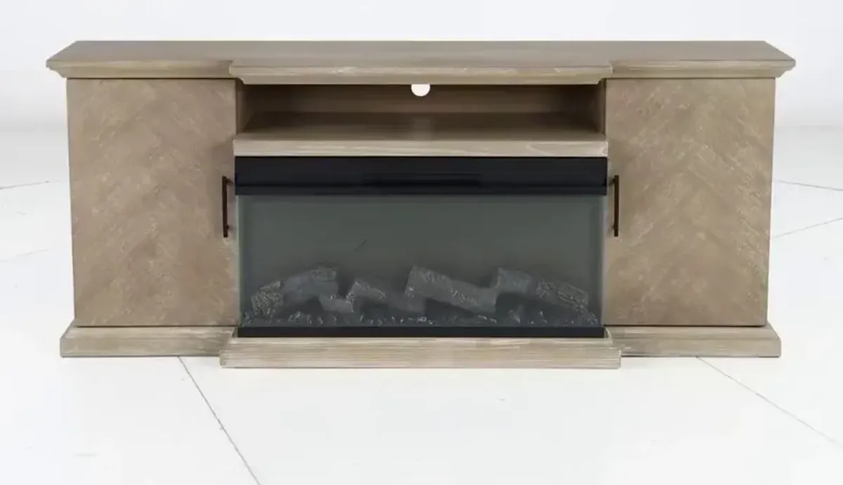 Maisons 72" Light Brown Fireplace TV Stand