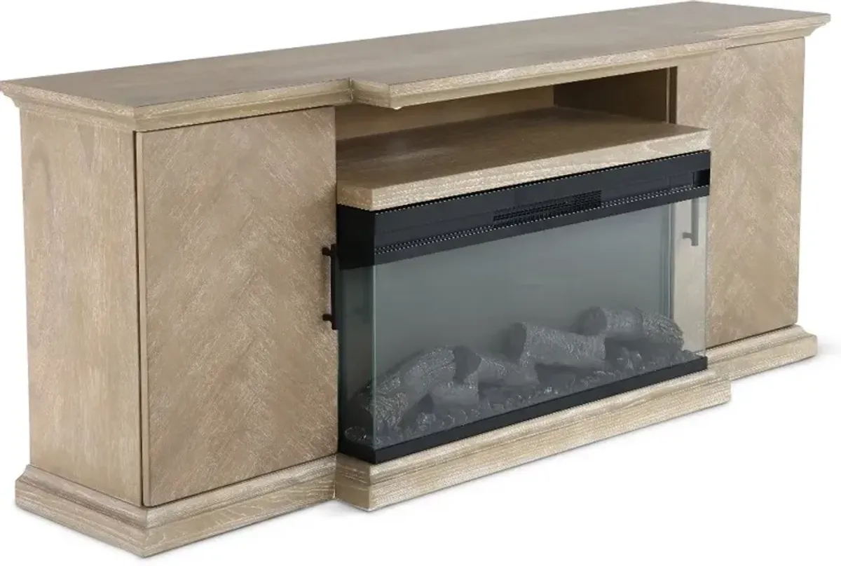 Maisons 72" Light Brown Fireplace TV Stand