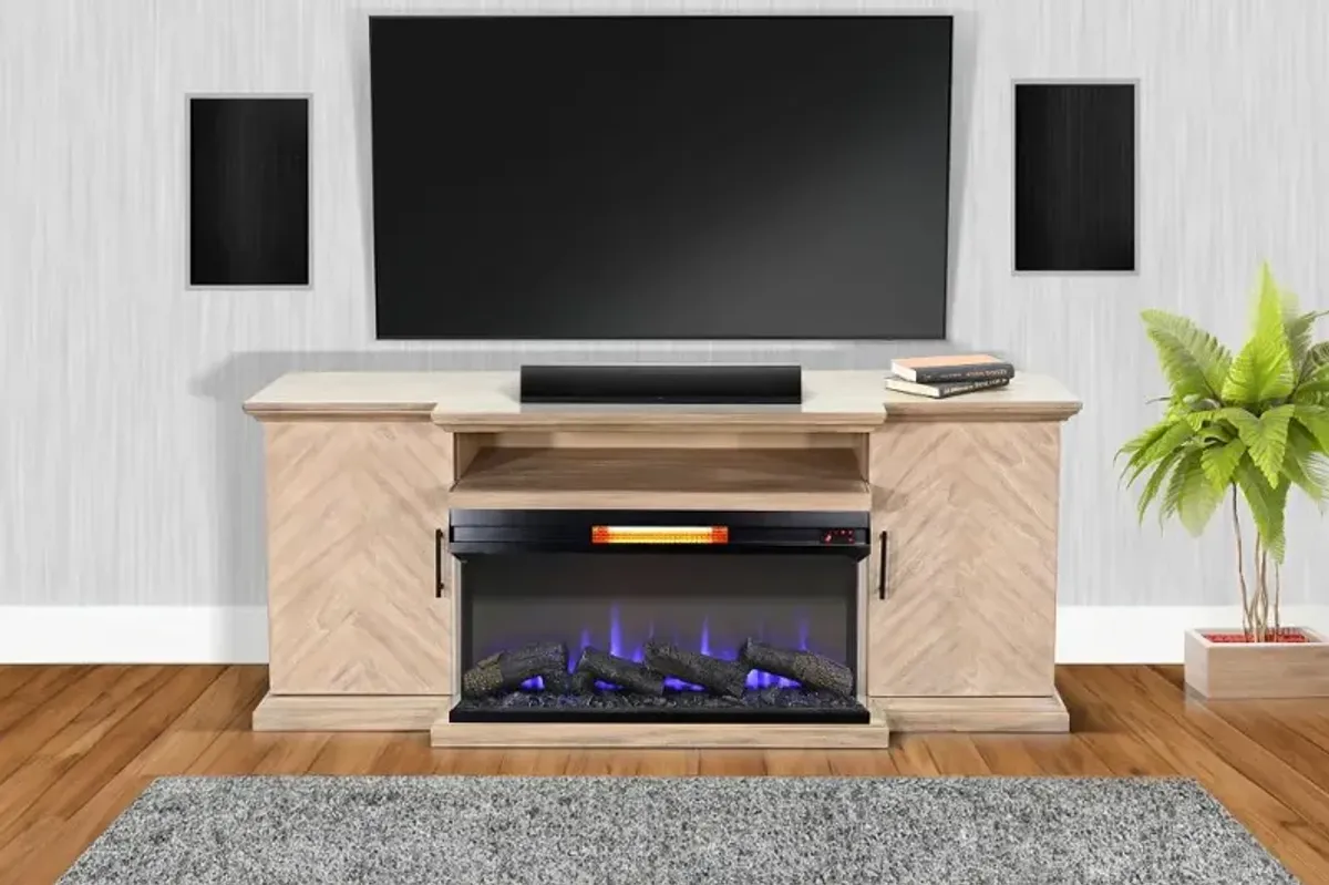 Maisons 72" Light Brown Fireplace TV Stand